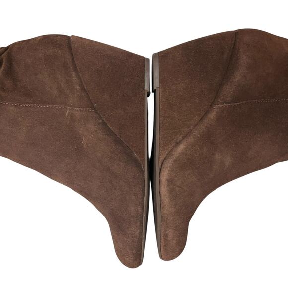 Seychelles Star of The Show Boots 10 Chocolate Suede Wedge Knee High Ruched - Picture 9 of 14